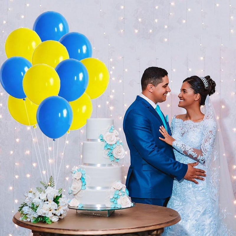 AnnoDeel 50 Pcs 12inch Yellow and Blue Latex Balloons,Yellow Balloons and Blue Balloons for Birthday Wedding Party Spring Decorations - Image 3